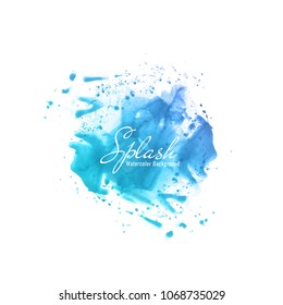 Abstract vector blue watercolor splash design background