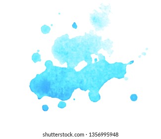 Abstract vector blue watercolor splashes isolated on white background. RGB. Eps8. Global colors