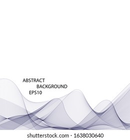 An abstract vector blue wave with clear lines.