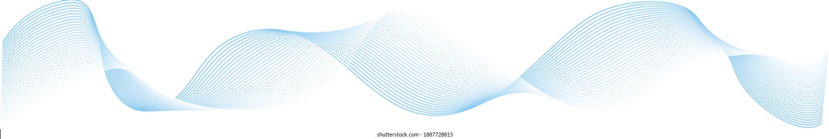 abstract vector blue wave melody lines on white background