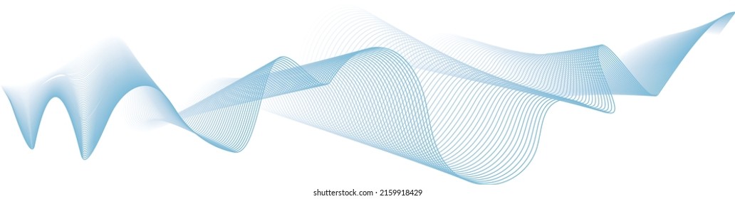 abstract vector blue wave melody lines on white background