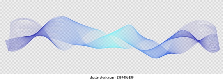 Abstract vector blue wave silk or satin fabric on transparent background for grand opening ceremony or other occasion