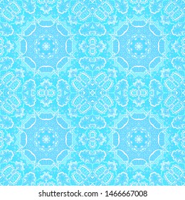 Abstract vector blue and white hand drawn tile seamless ornamental doodle mandala art pattern. Line art texture for fabric and wallpapers, backgrounds and page fill. Azulejo tile design style