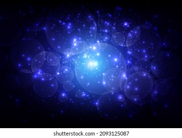 Abstract vector blur bokeh and blue light effect background, Modern circular blue light backdrop. Vector illustration design