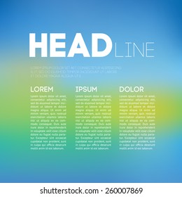 Abstract vector blurred background with typography for designers