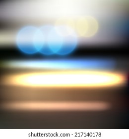 Abstract vector blurred motion background with blue and yellow lights