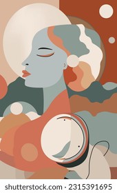 Abstract vector boho woman art