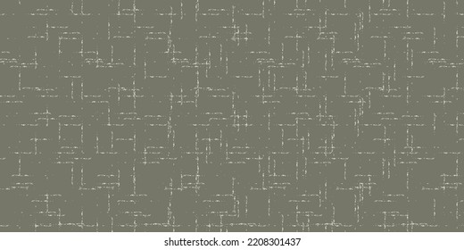 Abstract vector border background with glitch grid distortion. Brushstroke fine broken lines square shapes banner. Seamless noise texture neutral brown backdrop.Irregular geometric grainy edging, trim