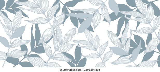 Abstract vector botanical background with blue branches and leaves. Background for decor, covers, cards and presentations