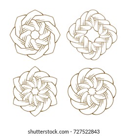 Abstract vector braided shapes set on a white background