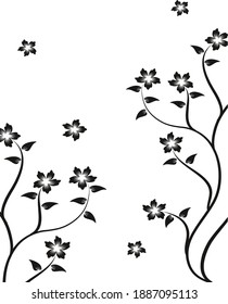 Abstract vector branches with blossom flowers