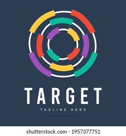 Abstract vector bright circles rings target logo business company,search engine promotion icon,seo advertising marketing sign.Design template creative logo for Branding advertising research agency