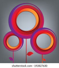 Abstract vector bright flowers. Retro design. Eps10