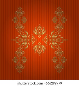 Abstract vector bright golden design for wallpaper, Christmas decoration, confetti, textile, wrapping. Symbol of holiday. Stars seamless pattern gold and orange retro background.