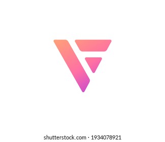 Abstract vector bright gradient logo letter F design. Simple and elegant corporate identity element. Application icon logotype design template.