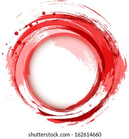 Abstract vector bright painting design element. Red smudges whirlpool.