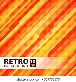 Abstract vector bright red and yellow stripes retro background