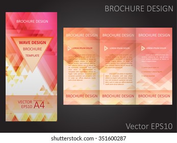 Abstract vector Brochure / Booklet Layout Design template with colorful geometric triangular background. Proportional to A4.