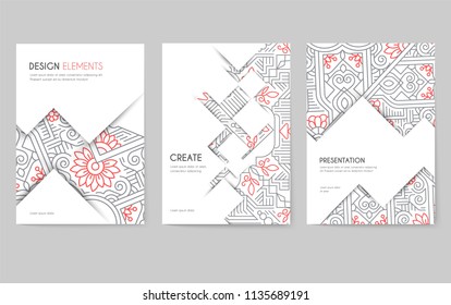 Abstract vector brochure cards set. Print art template of flyear, magazines, posters, book cover, banners. Colorful design invitation concept  background. Layout ornament illustrations modern page