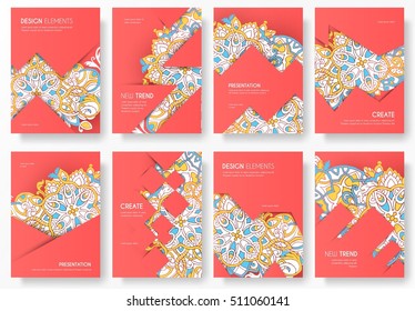 Abstract vector brochure cards set. Print art template of flyear, magazines, posters, book cover, banners. Colorful design invitation concept  background. Layout ornament illustrations modern page