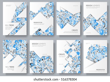 Abstract vector brochure cards set. Print art template of flyear, magazines, posters, book cover, banners. Colorful design invitation concept  background. Layout ornament illustrations modern page