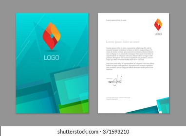 Abstract Vector Brochure Layout Design Template, Corporate Letterhead Blank Cover, A4 Page Flyer, Brochure Vector Page, Identity, Business Document, Brand, Modern Geometric Dark Blue Background