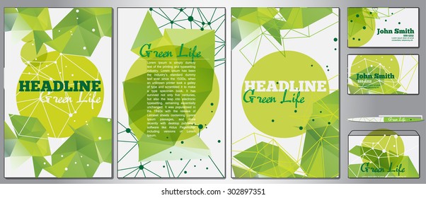  Abstract vector brochure template design, Web sites, page  leaflet, with colorful geometric triangular backgrounds, Low poly design