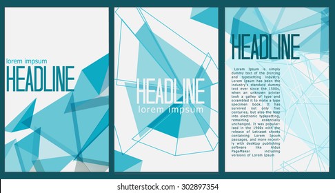  Abstract vector brochure template design, Web sites, page  leaflet, with colorful geometric triangular backgrounds, Low poly design