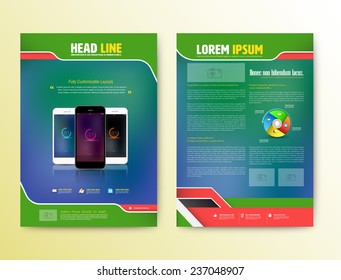 Abstract  Vector Brochure Template with smartphones. Flyer Layout. Flat Style. Infographic Elements. Vector illustration.