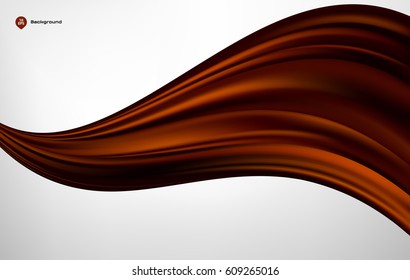 Abstract vector brown wave silk or satin fabric on white background for grand opening ceremony or other occasion