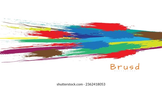 Abstract and Vector Brush Background with Colorful Brush Strokes