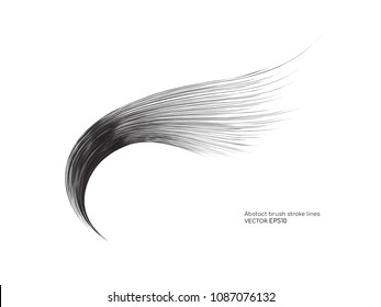 Abstract vector brush stroke black ink wing shape minimal style isolated on white background