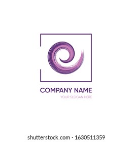 Abstract vector brush stroke spiral logo template design
