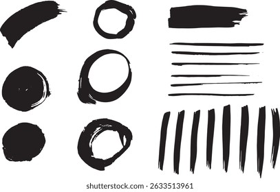 Traçados de pincel de vetor abstratos Para trabalho de texto ou trabalho de uso. , elementos Caixa de texto ou linha Elementos de design artístico usando pincéis