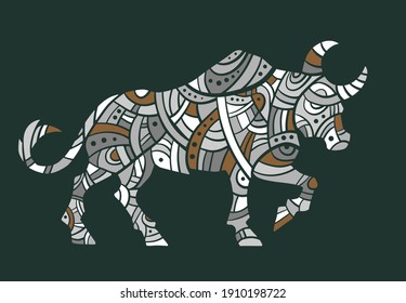 Abstract vector buffalos. Vector. Neutral colors