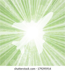 Abstract vector burst with airplane symbol.