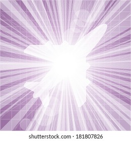 Abstract vector burst with airplane symbol.