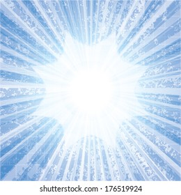 Abstract vector burst with sun icon.