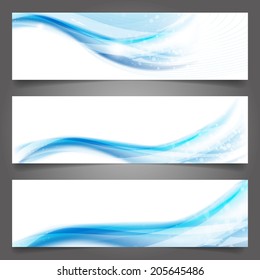Abstract vector business background banner beautiful blue wave 