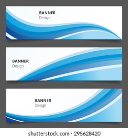 Abstract vector business background banner beautiful blue wave