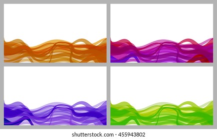 Abstract vector business background card set. Beautiful colorful wave.