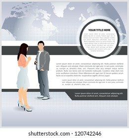 Abstract vector business background with man and woman