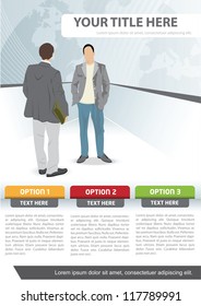 Abstract vector business background with managers and three tabs