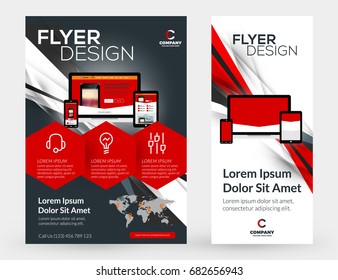 Abstract vector business brochures cover or banner design templates. Business flyer and poster with red and black background