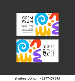 Plantilla De Tarjeta De Negocio VECTOR ABSTRACTO En Un Estilo Moderno Con Formas Minimalistas Y Dibujos Hechos En Colores Sencillos Brillantes Para Su Negocio Audaz Y Vibrante
