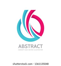 Abstract - vector business logo concept illustration. Colored ring with shapes. Positive geometric sign in optimism style. Design element. 