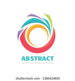 Abstract - vector business logo concept illustration. Colored ring with shapes. Positive geometric sign in optimism style. Design element. 