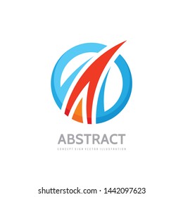 Abstract - vector business logo concept illustration. Colored ring with shapes. Positive geometric sign in optimism style. Design element. 