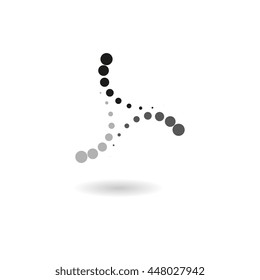 Abstract vector business logo element. Creative dotted shape. Greyscale illustration