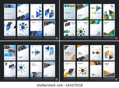 Abstract vector business template. Brochure layout, cover modern design annual report, poster, A4 flyer with colourful squares, triangles, diagonal geometric shapes, lines with texture background.